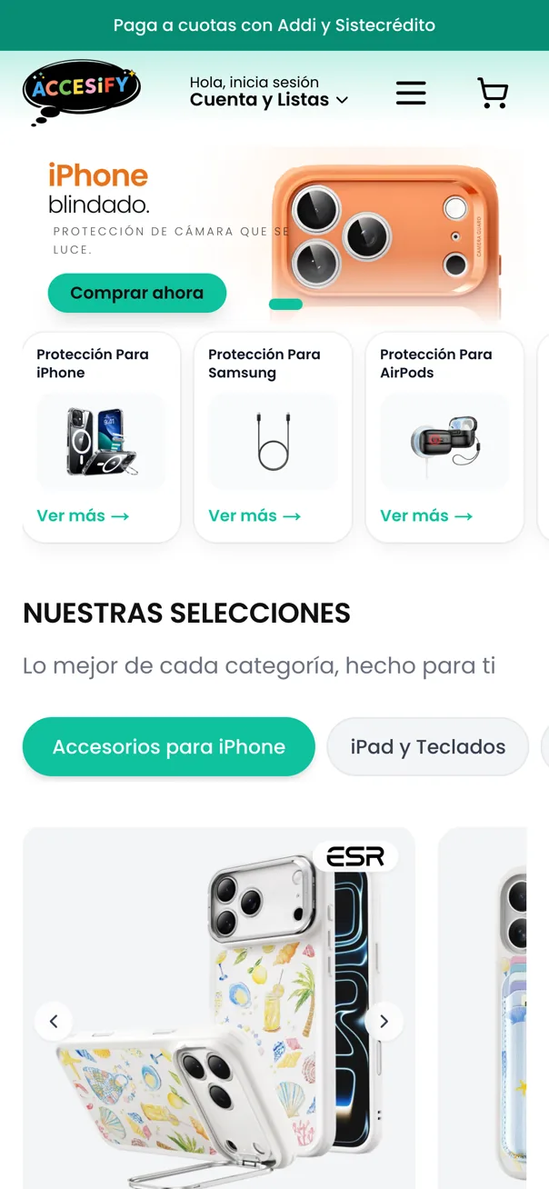 The Accesify store on an iPhone