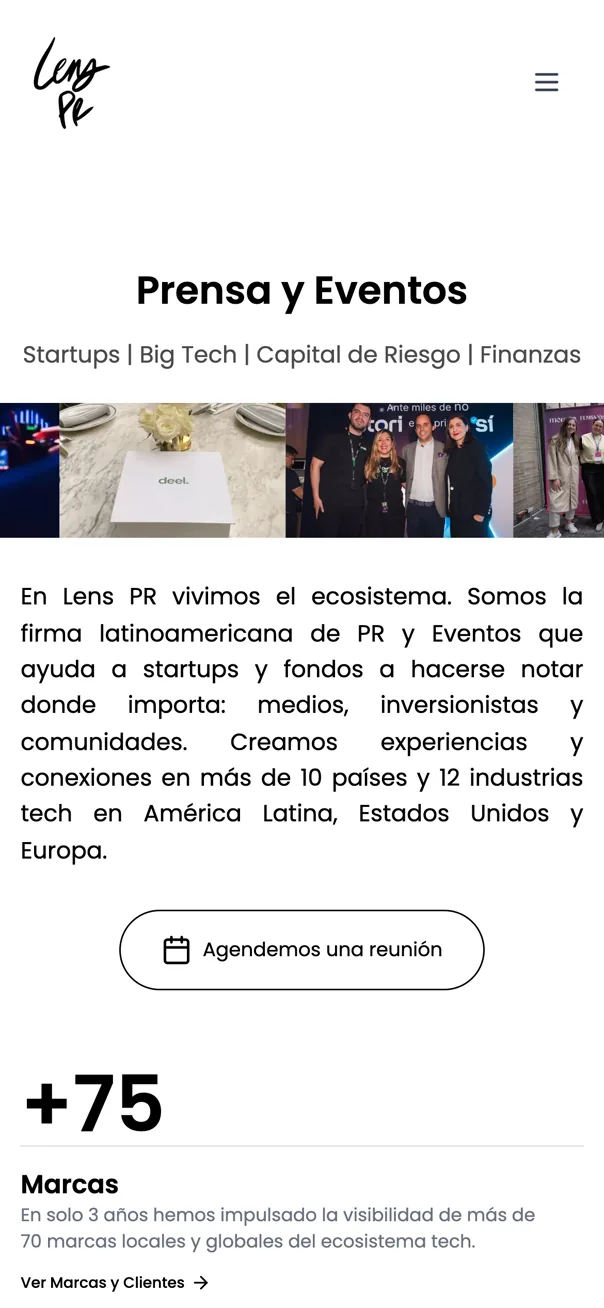 The LensPR site on an iPhone