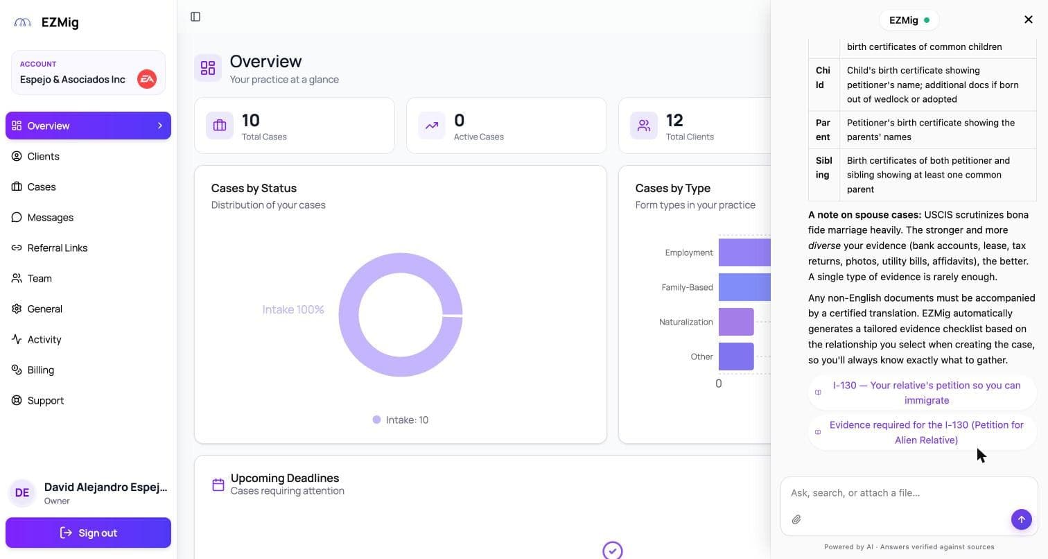 AI assistant in the EZMig portal